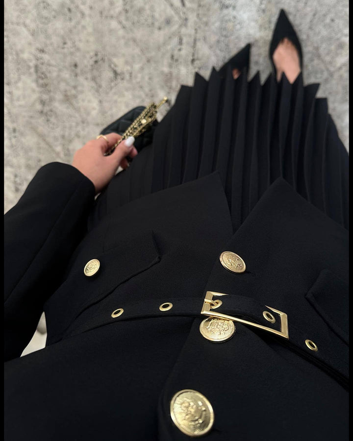 EMILIE™ – Schicker Blazer mit Gürtel & Faltenrock-Set