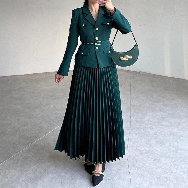 EMILIE™ – Schicker Blazer mit Gürtel & Faltenrock-Set
