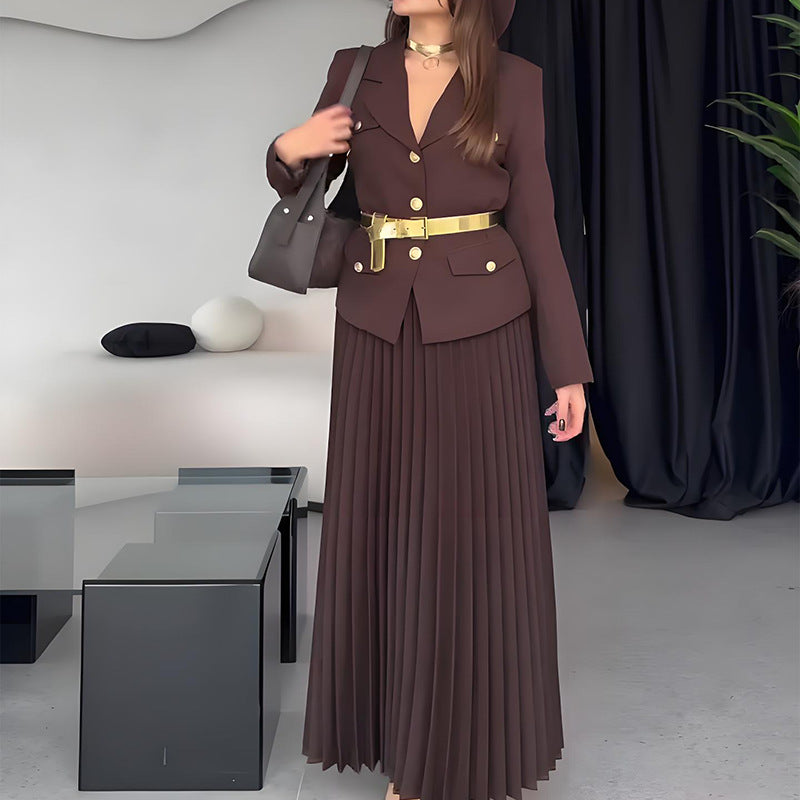 EMILIE™ – Schicker Blazer mit Gürtel & Faltenrock-Set