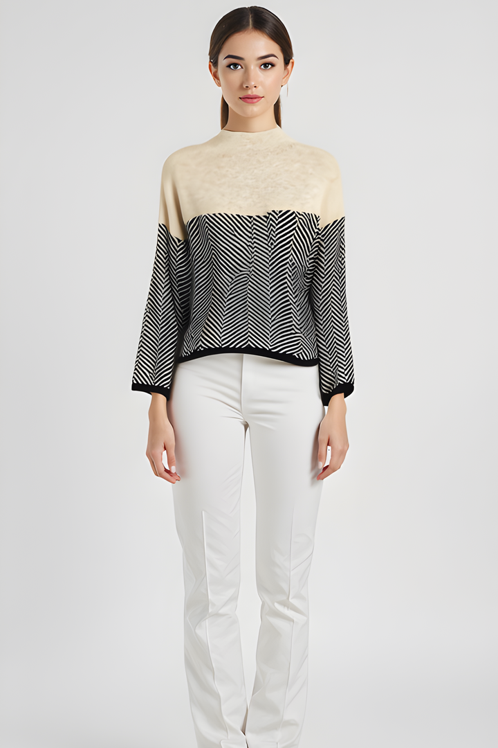 NORA™ | Zweifarbiger Rollkragenpullover