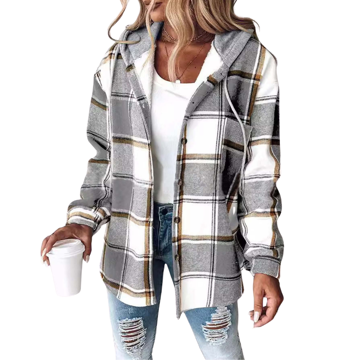 DOTTIE™ – Gemütliche Kapuzen-Fleece-Hemdjacke im Karodesign