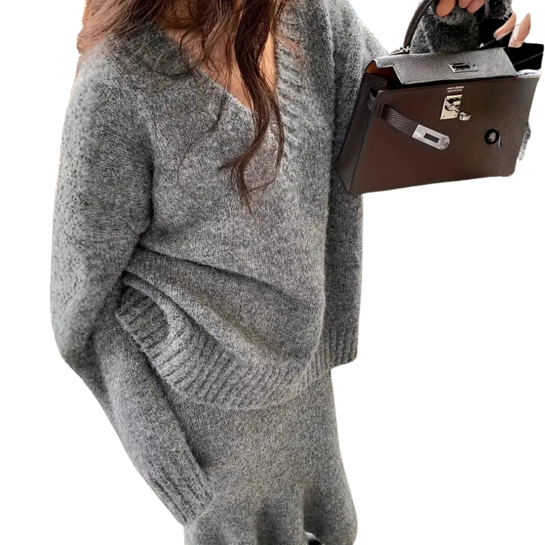 ELOWEN™ – Gemütliches Strickpullover-Set mit V-Ausschnitt