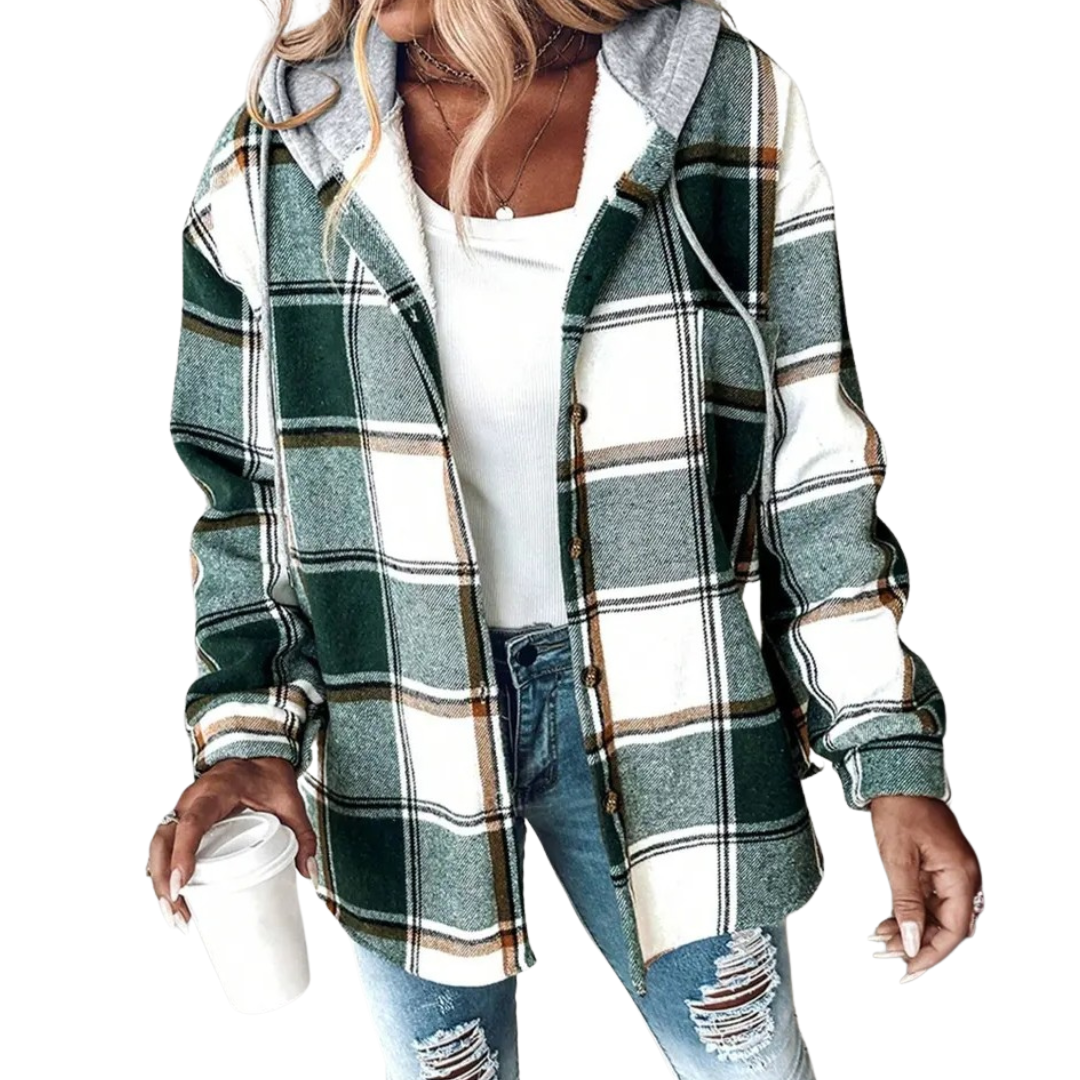 DOTTIE™ – Gemütliche Kapuzen-Fleece-Hemdjacke im Karodesign