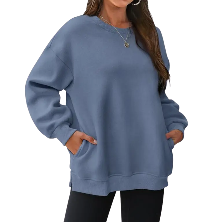 BRENLEY™ – Gemütlicher, übergroßer Fleece-Pullover mit Rundhalsausschnitt