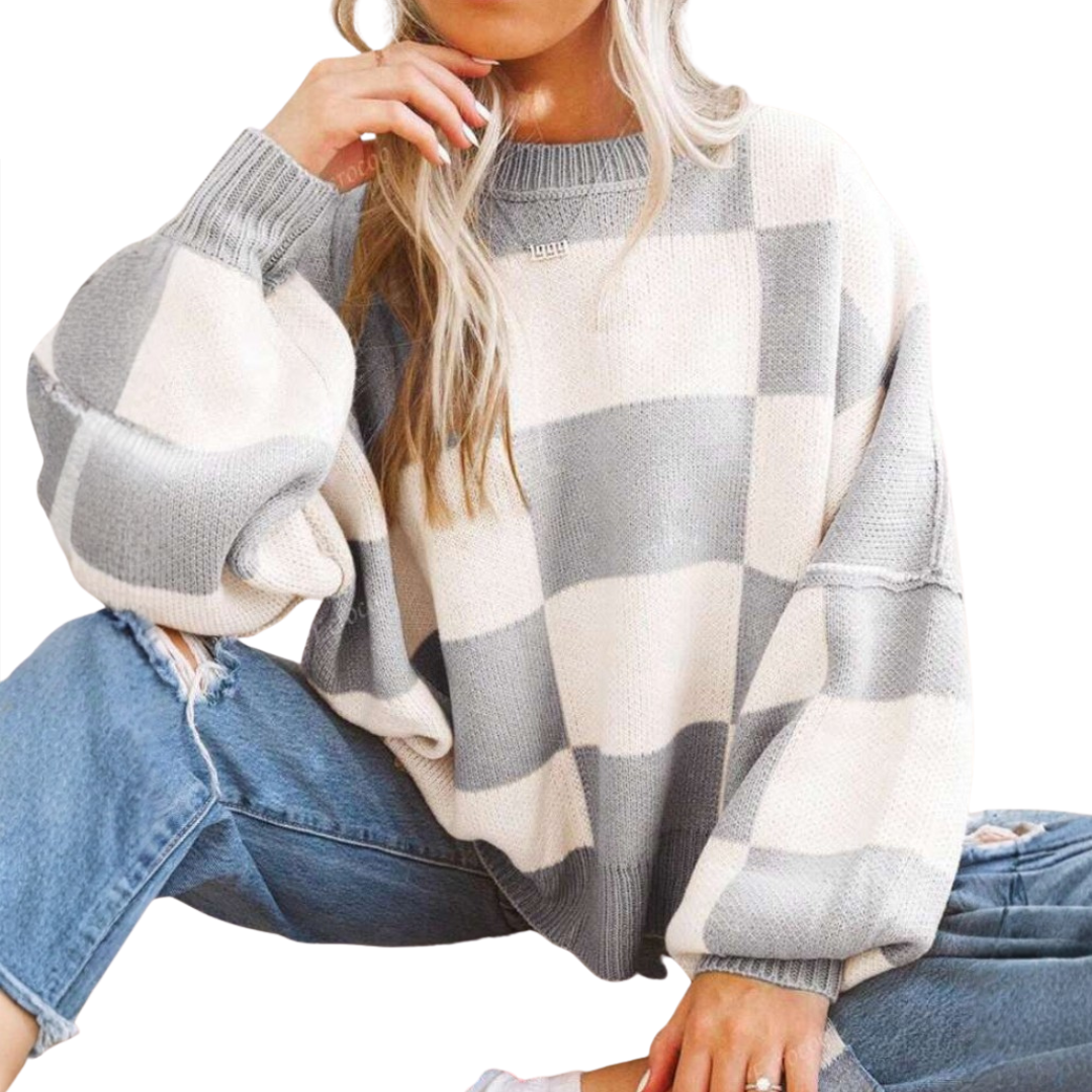 WREN™ – Gemütlicher Pullover mit Karomuster und überschnittenen Schultern