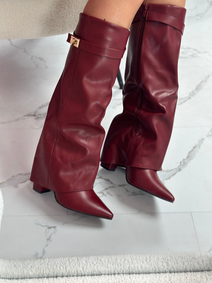 ELOISE™ – Bordeauxrote Lederstiefel