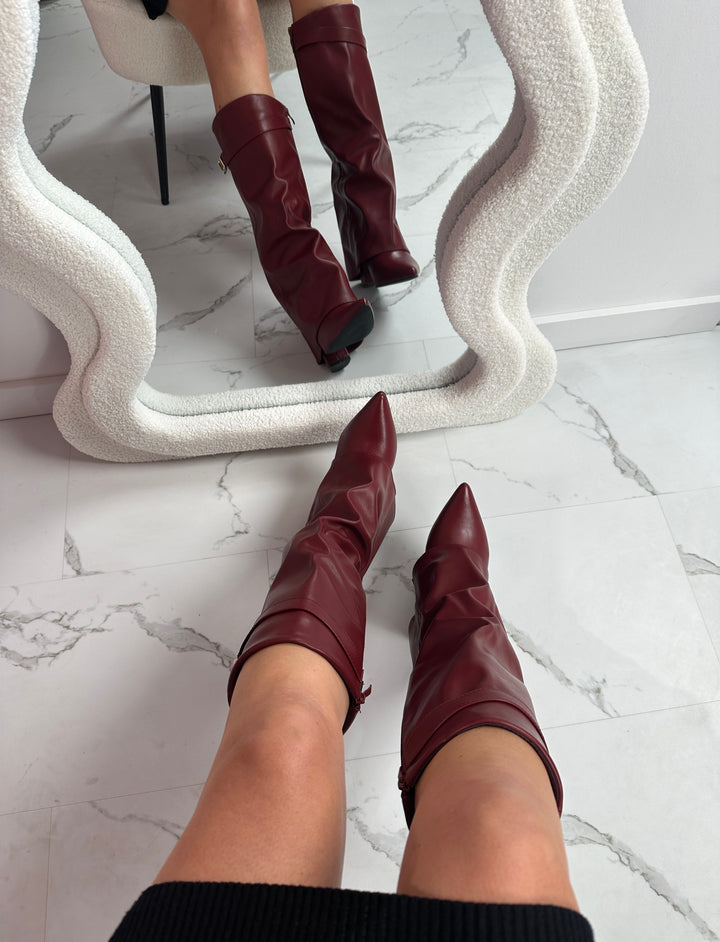 ELOISE™ – Bordeauxrote Lederstiefel