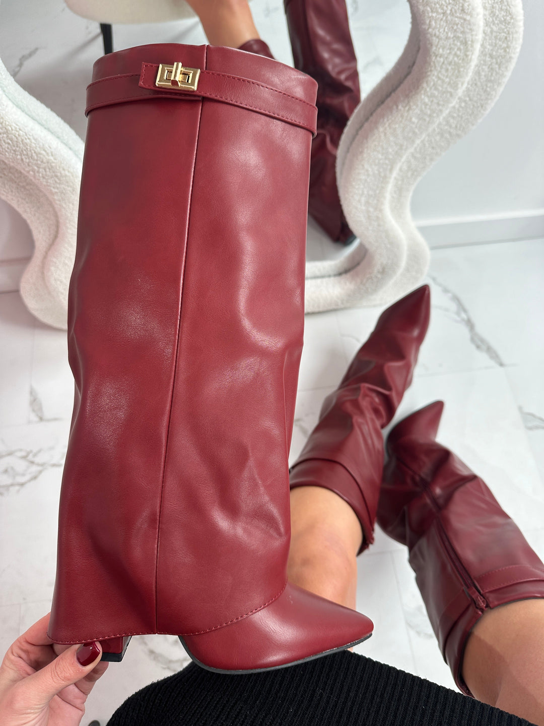 ELOISE™ – Bordeauxrote Lederstiefel