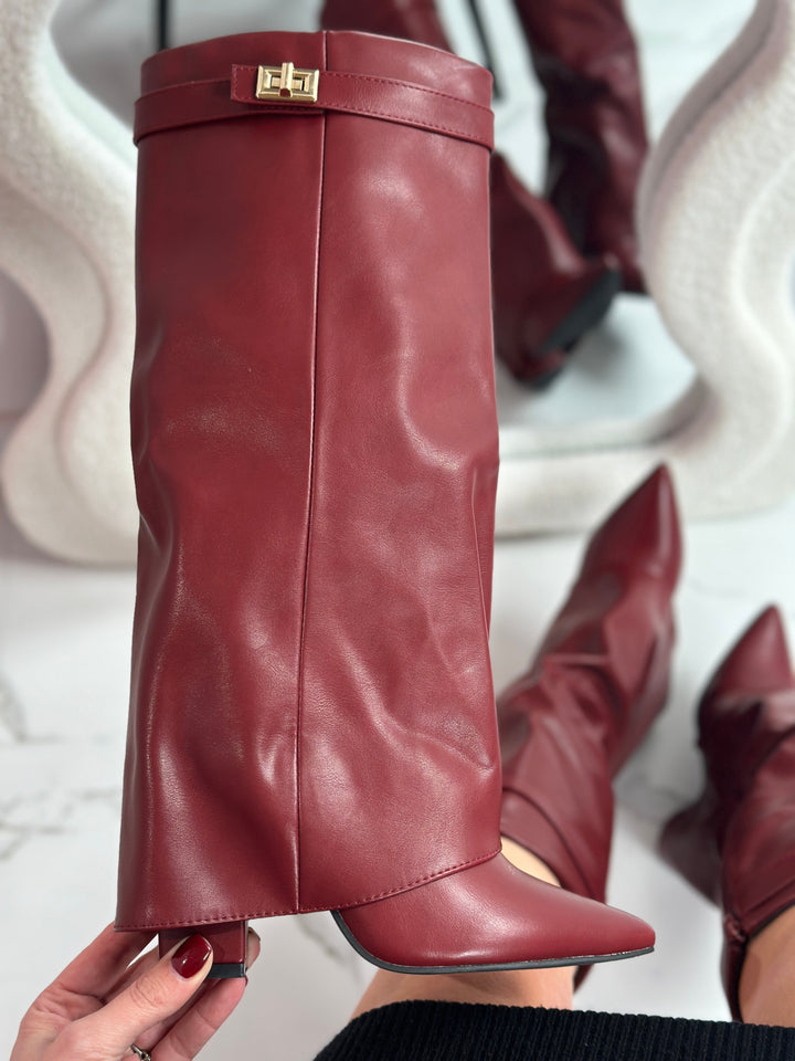 ELOISE™ – Bordeauxrote Lederstiefel