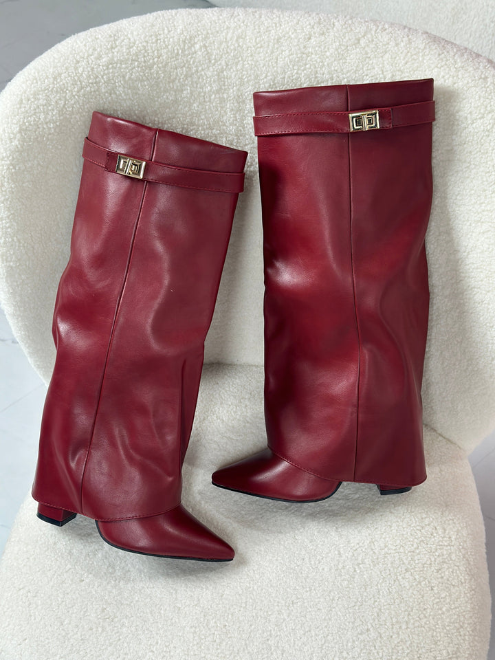 ELOISE™ – Bordeauxrote Lederstiefel
