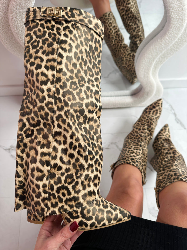 FELINA™ – Lederstiefeletten mit Leopardenmuster