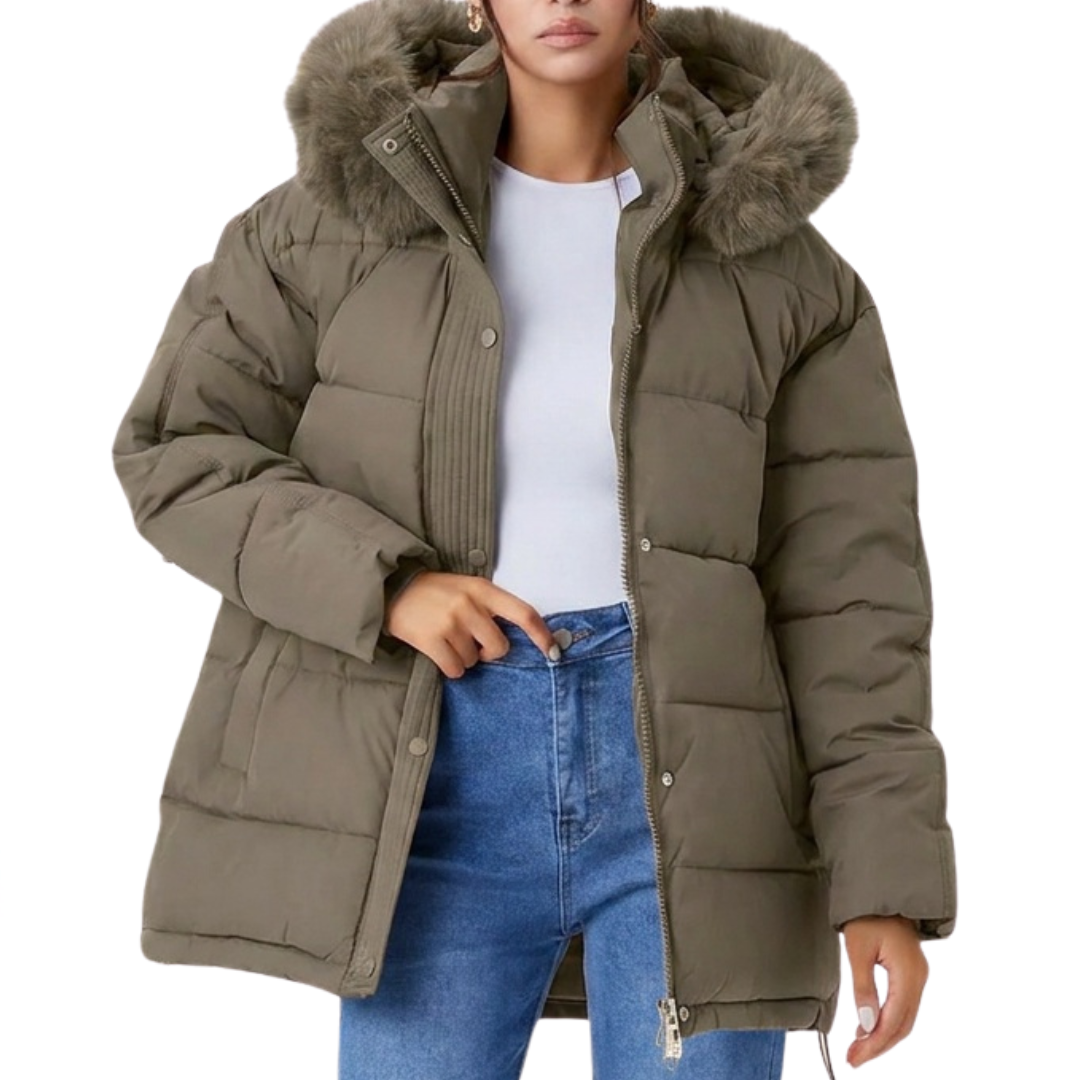 ZELARA™ – Thermomantel mit flauschigem Fellkragen