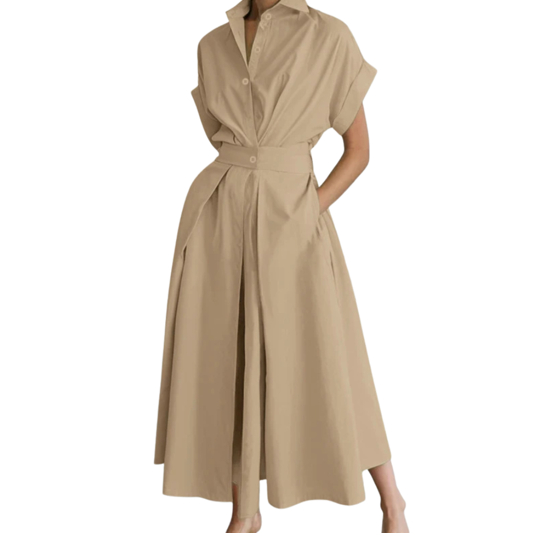 RIELLE™ – Preppy Hemdblusenkleid mit hoher Taille