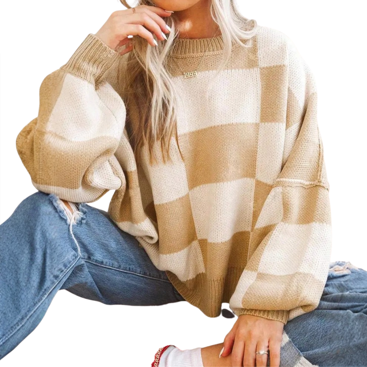 WREN™ – Gemütlicher Pullover mit Karomuster und überschnittenen Schultern