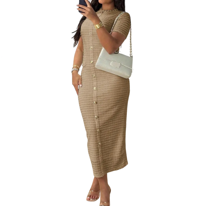 CLÉA™ – Französisches Vintage-Strickkleid mit Knöpfen