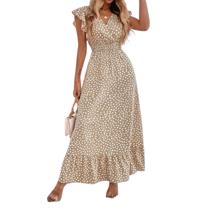 LOTTIE™ – Geblümtes Maxikleid mit Rüschen und V-Ausschnitt