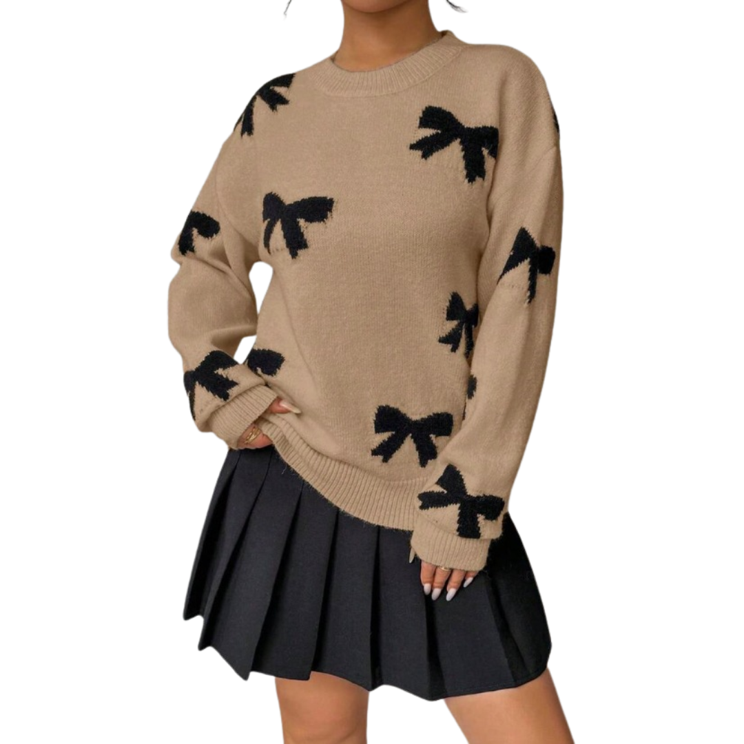 BRIGITTE™ – Gemütlicher Strickpullover mit Schleifendruck