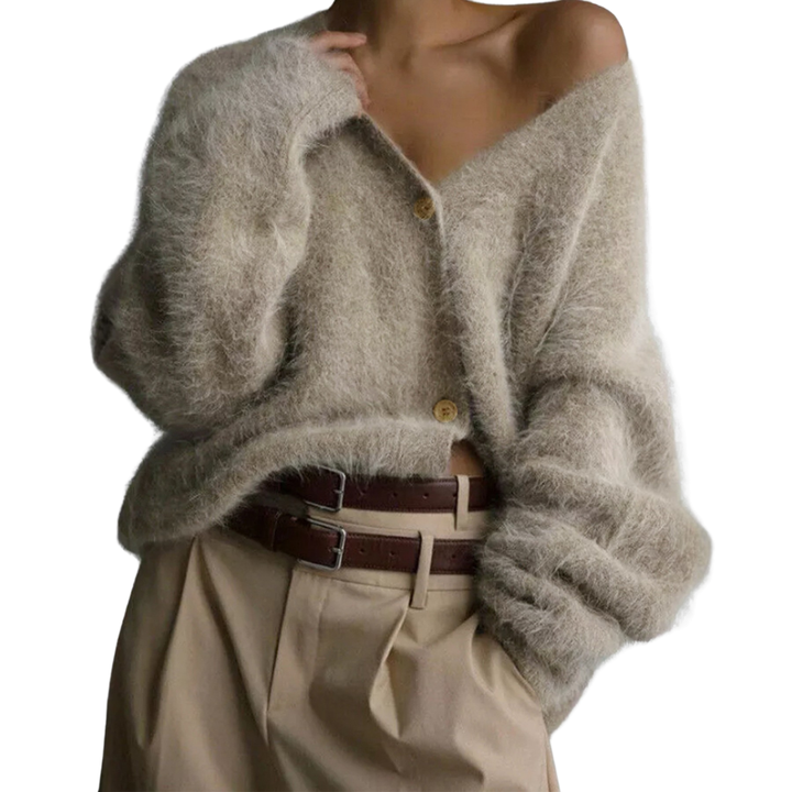 BRISEIS™ – Kuscheliger V-Ausschnitt Strickjacke mit Knöpfen