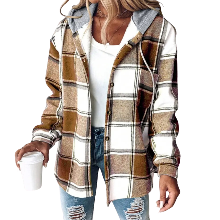 DOTTIE™ – Gemütliche Kapuzen-Fleece-Hemdjacke im Karodesign