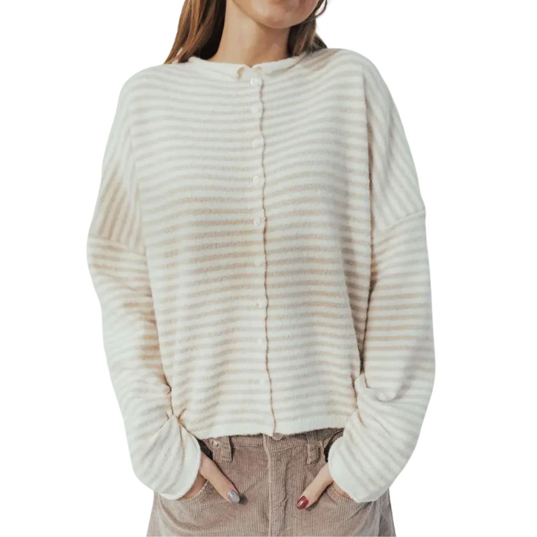 HADLEE™ – Gestreifter Strickpullover mit Knopfleiste