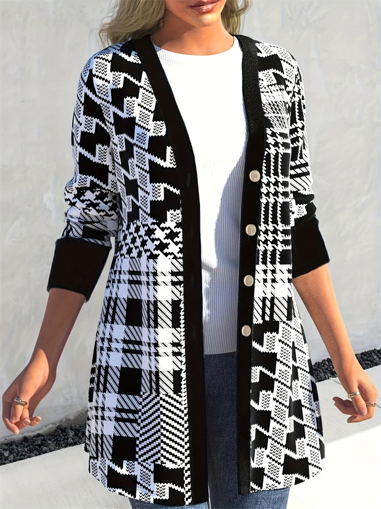 LEONA™ | Eleganter Cardigan mit Geoprint