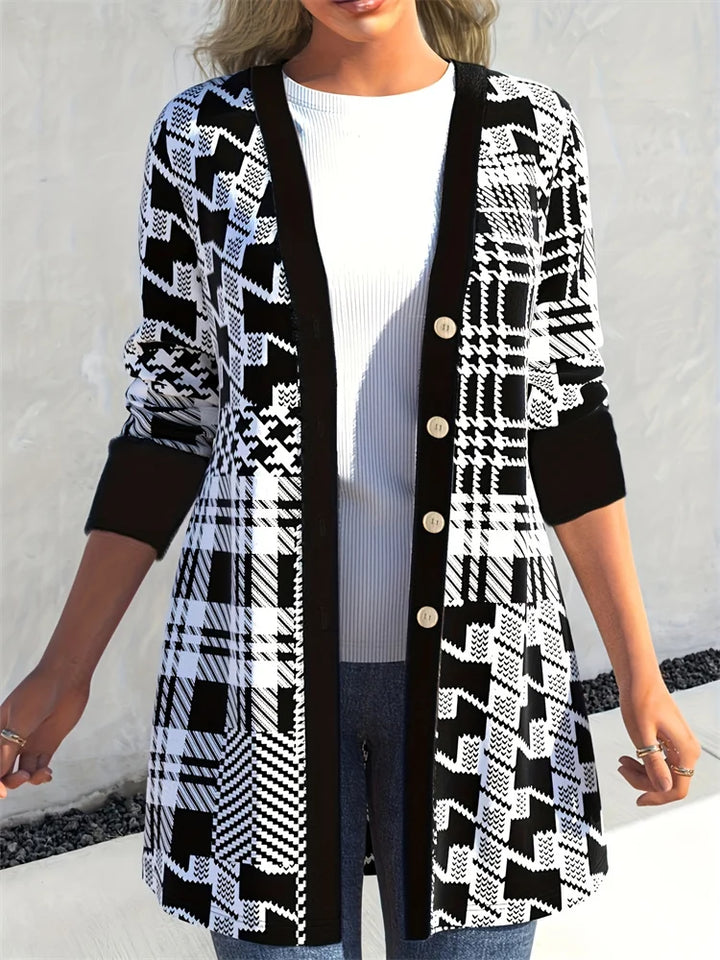 LEONA™ | Eleganter Cardigan mit Geoprint