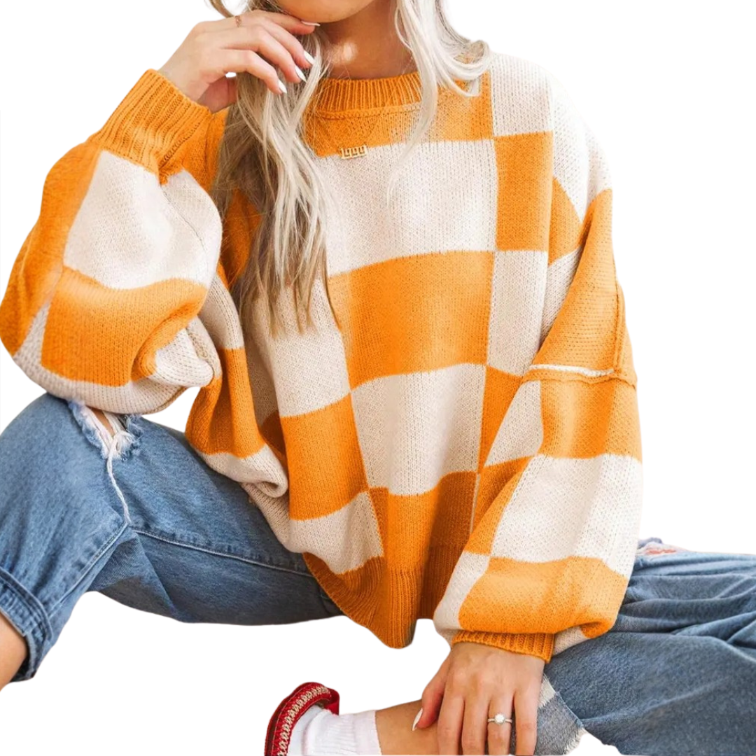 WREN™ – Gemütlicher Pullover mit Karomuster und überschnittenen Schultern