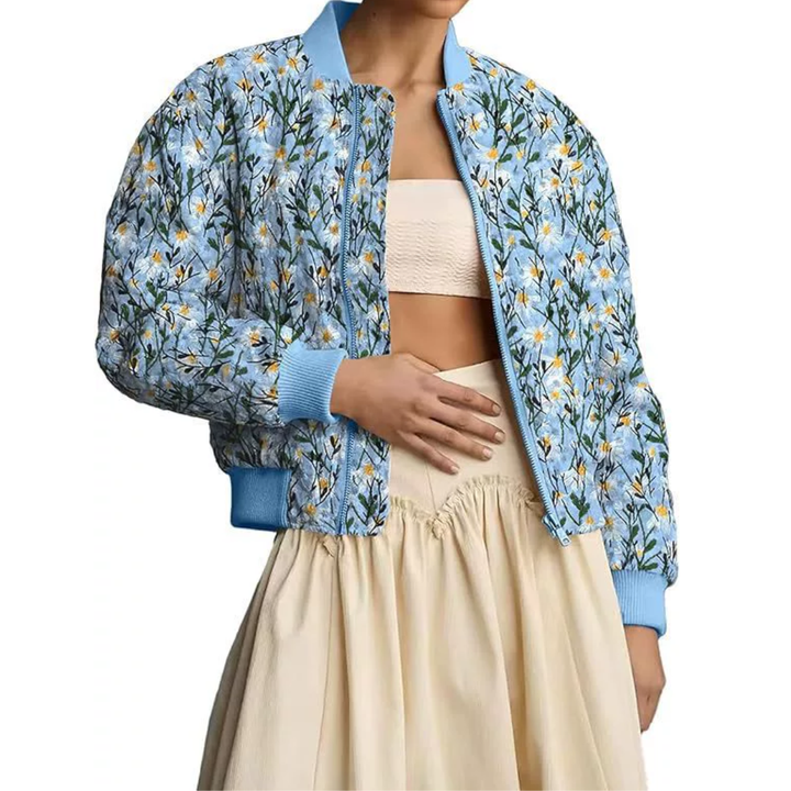 FERN™ – Gesteppte Cropped-Bomberjacke mit Gänseblümchen-Print