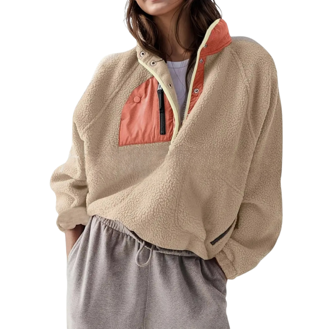 ZOSIA™ – Gemütliche Colorblock-Fleecejacke mit Reißverschluss