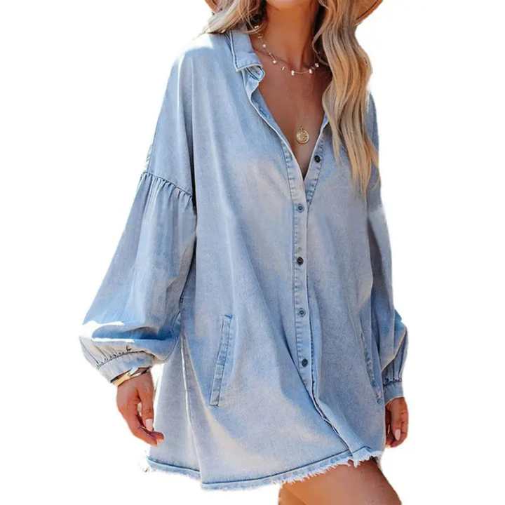 RAYLEN™ – Oversized Jeans-Tunika-Kleid im Distressed-Look
