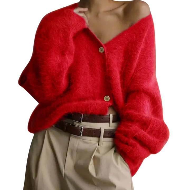 BRISEIS™ – Kuscheliger V-Ausschnitt Strickjacke mit Knöpfen