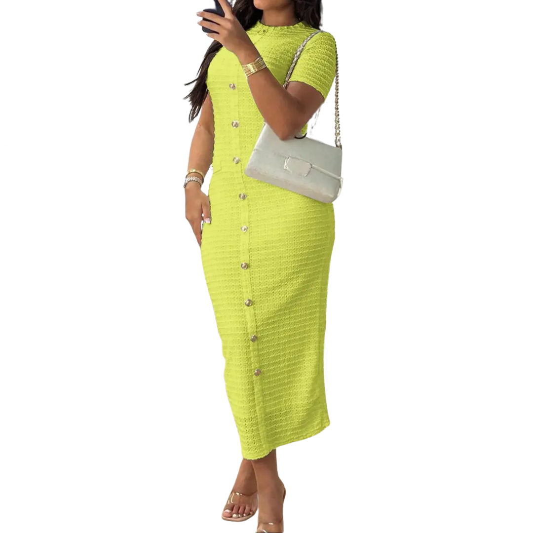 CLÉA™ – Französisches Vintage-Strickkleid mit Knöpfen