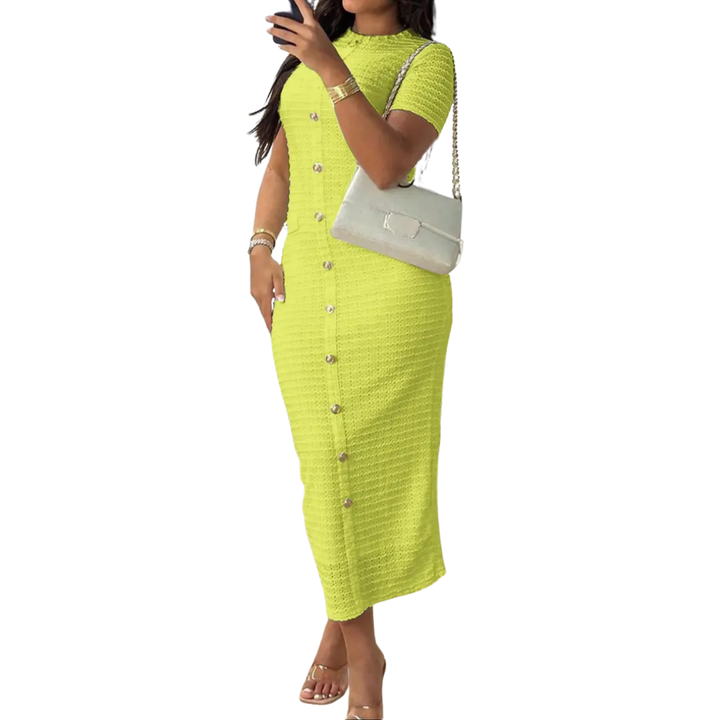 CLÉA™ – Französisches Vintage-Strickkleid mit Knöpfen