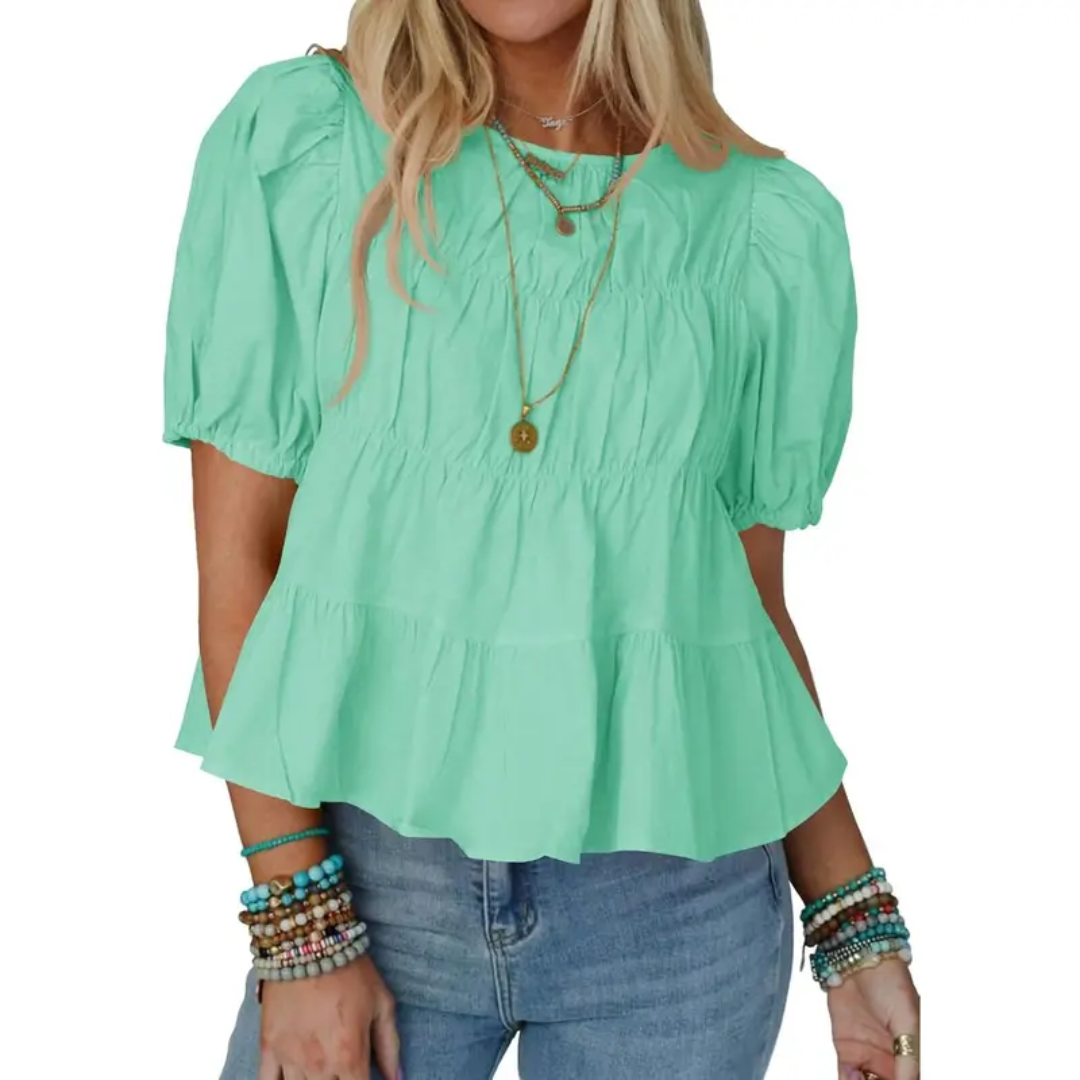 BREEZY™ – Bluse mit Puffärmeln und Falten