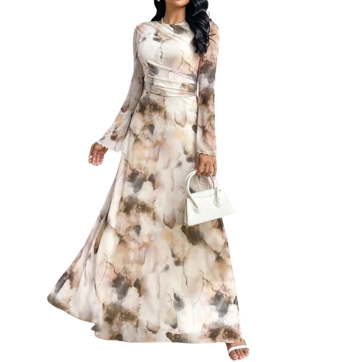 CLARISSA™ – Elegantes bedrucktes Kleid mit ausgestellten Ärmeln