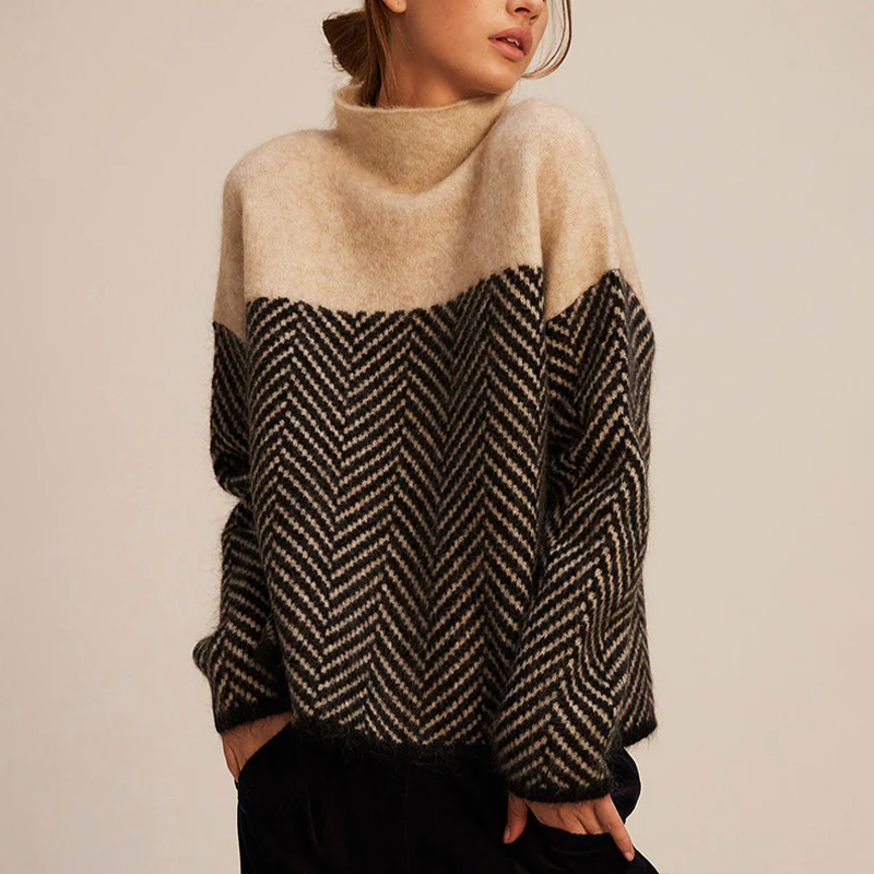 NORA™ | Zweifarbiger Rollkragenpullover
