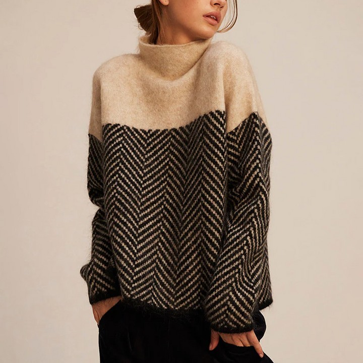 NORA™ | Zweifarbiger Rollkragenpullover