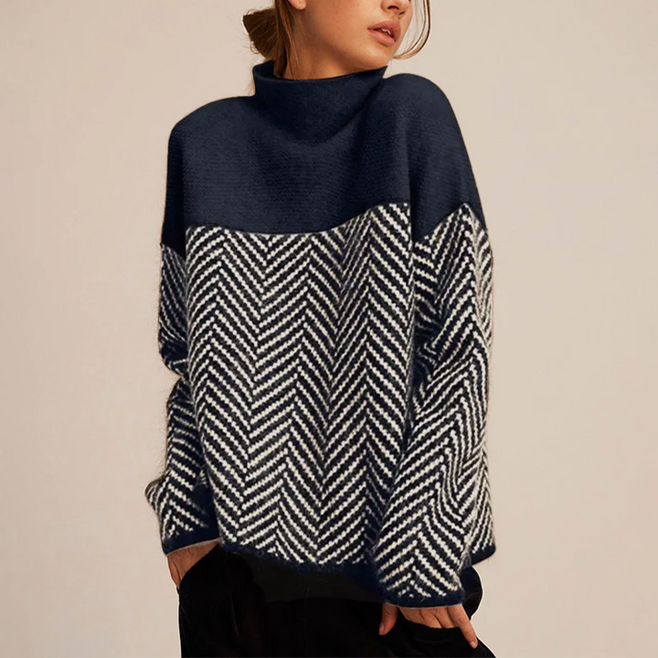 NORA™ | Zweifarbiger Rollkragenpullover