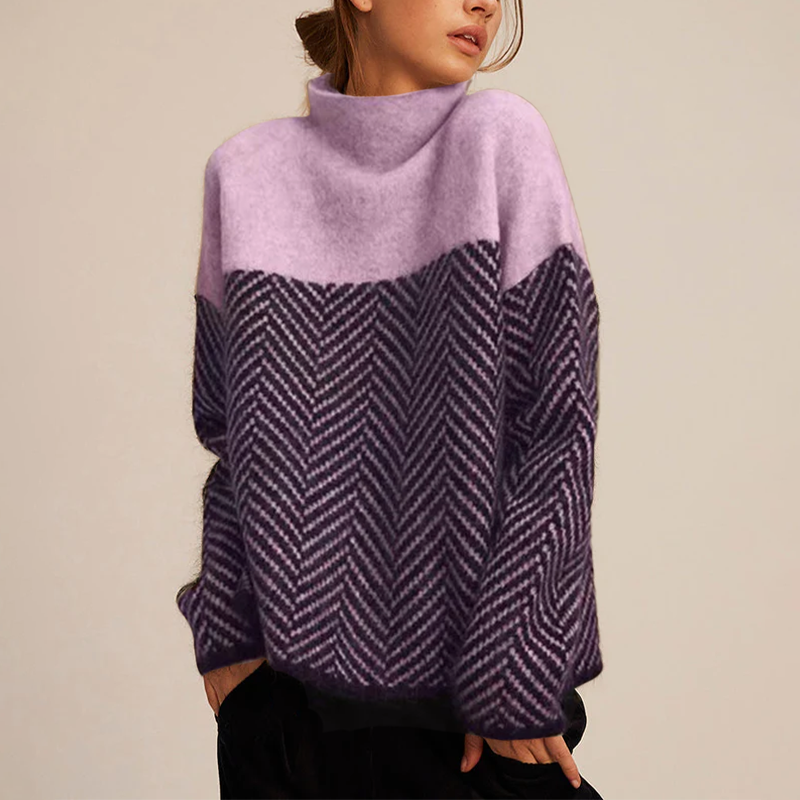 NORA™ | Zweifarbiger Rollkragenpullover