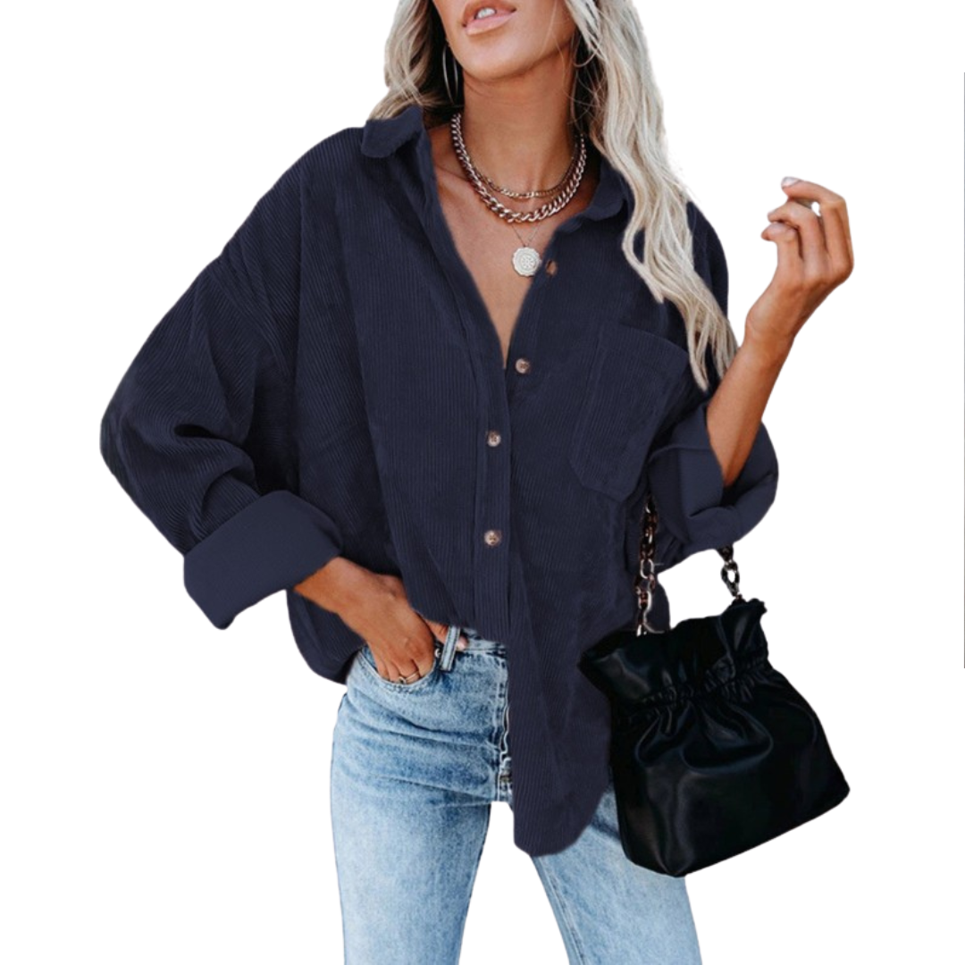 DARBY™ – Entspannte gerippte Knopfleistenbluse