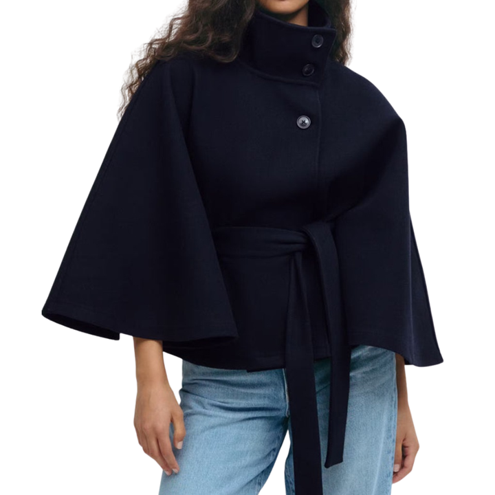 WULFRIC™ – Strukturierter Mantel im Cape-Stil mit Gürtel