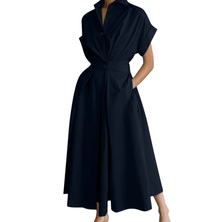 RIELLE™ – Preppy Hemdblusenkleid mit hoher Taille