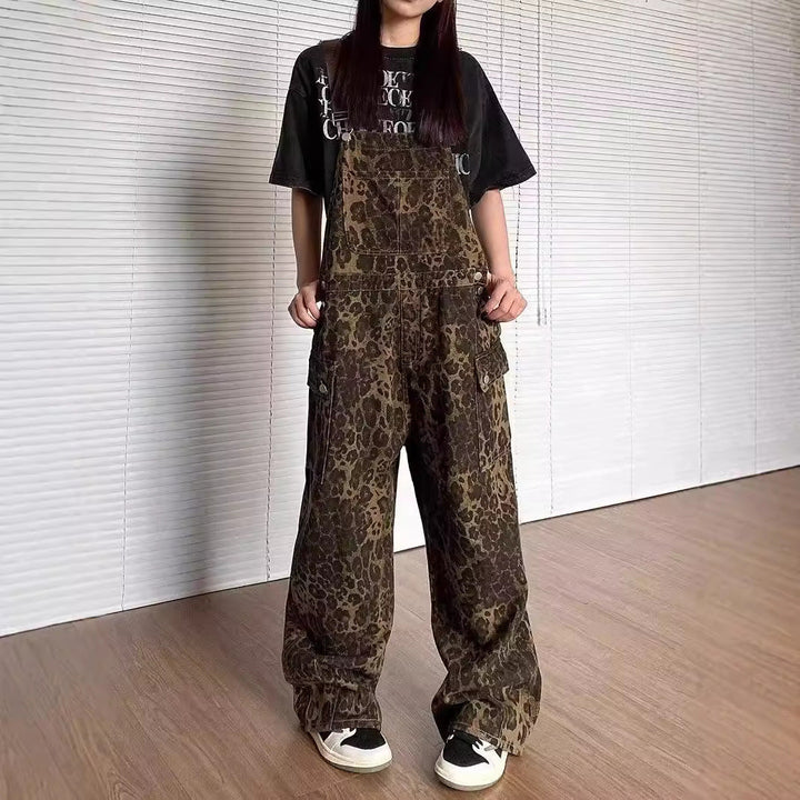 LUNTIAN™ – Vintage Leopard Overall mit weitem Bein