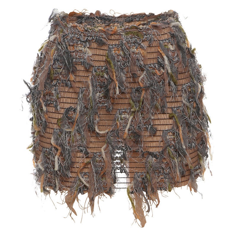 MARIA™ – Eleganter hoch taillierter Minirock mit Fransen-Detail