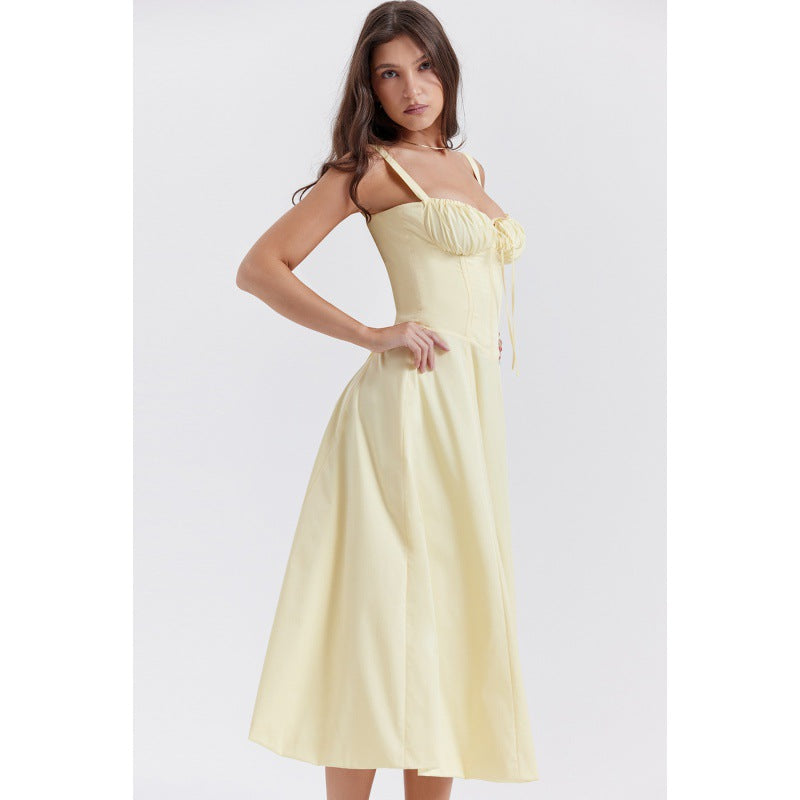 OPRAH™ - Lässiges geschnürtes Midikleid mit eckigem Ausschnitt