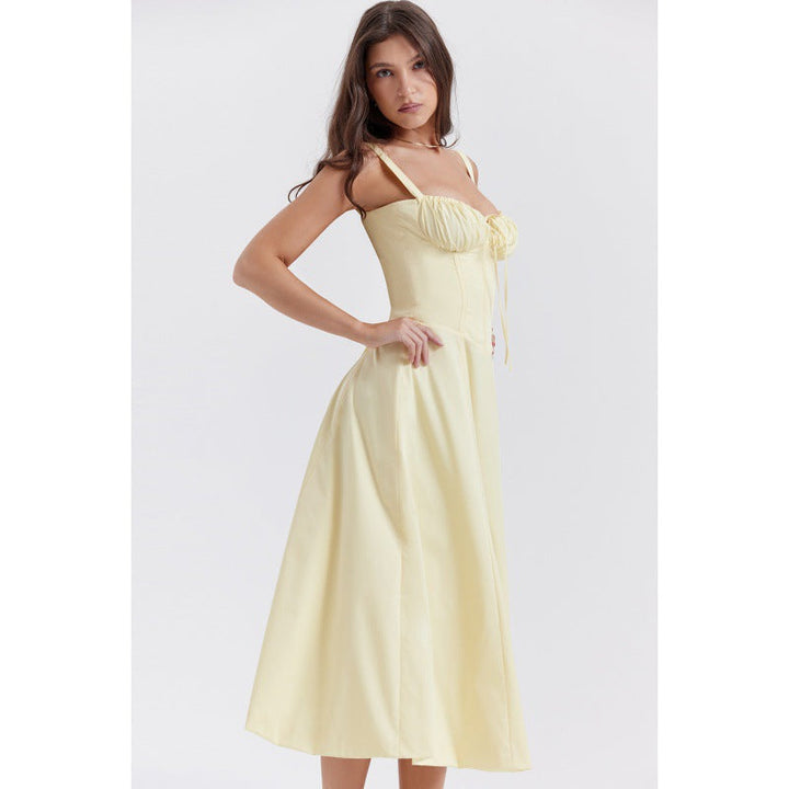 OPRAH™ - Lässiges geschnürtes Midikleid mit eckigem Ausschnitt