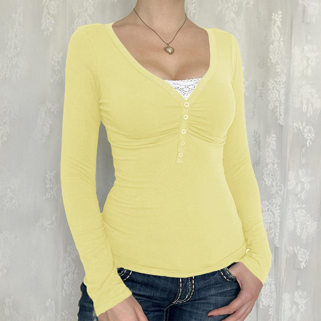 PALYA™ - Bequemes Langarm-Top mit V-Ausschnitt