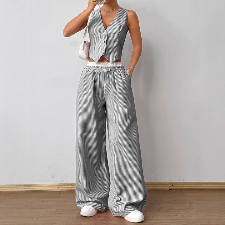 DULCE™ – Elegantes ärmelloses zweiteiliges gestreiftes Lounge-Set