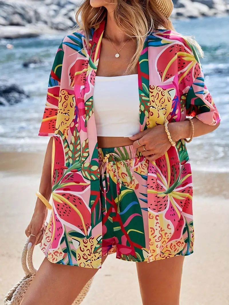 FANNIE™ – Einfaches Sommer-Blumen-Top und Shorts-Set