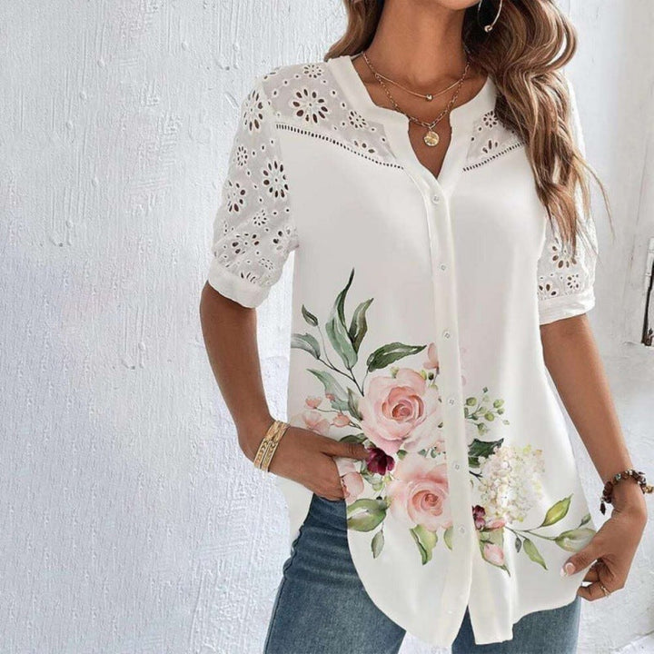 ANNELISE™ – Lässige Bluse mit Spitzenmuster